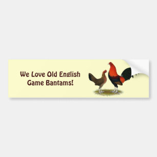 Oude Engelse spelbantams: BB Red Pair Bumpersticker