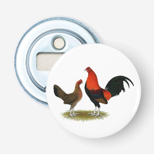 Oude Engelse spelbantams: BB Red Pair Button Flesopener