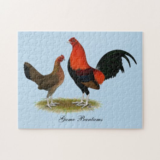 Oude Engelse spelbantams: BB Red Pair Legpuzzel (Horizontaal)