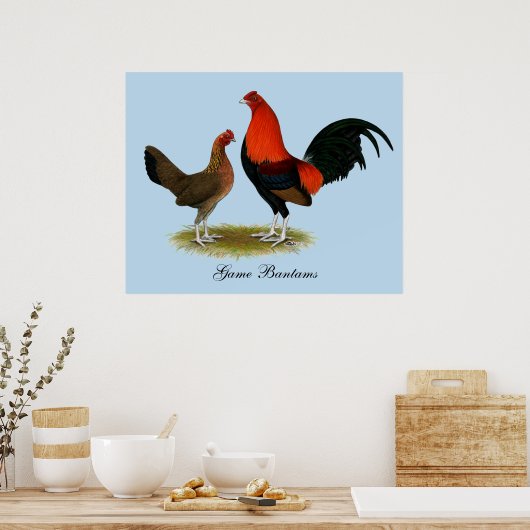 Oude Engelse spelbantams: BB Red Pair Poster (Keuken)