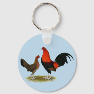 Oude Engelse spelbantams: BB Red Pair Sleutelhanger