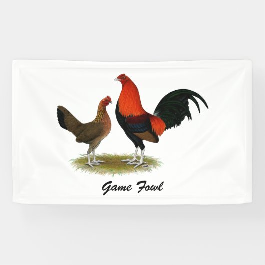 Oude Engelse spelbantams:  BB Red Pair Spandoek (Horizontaal)