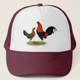 Oude Engelse spelbantams: BB Red Pair Trucker Pet