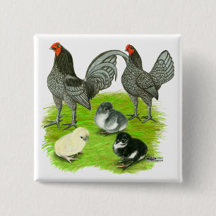 Oude Engelstalige blauw spel Vierkante Button 5,1 Cm