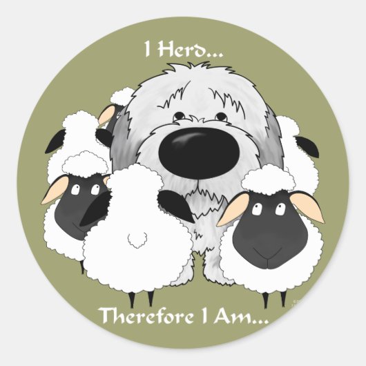 Oude Engelstalige Sheepdog - Ik heb gehoord dat ik Ronde Sticker (Voorkant)