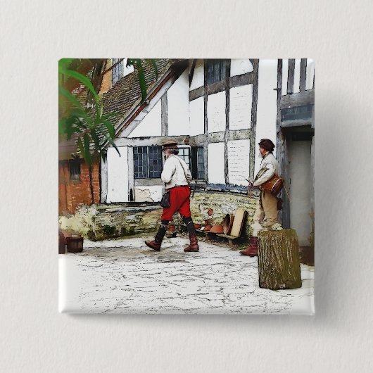 OUDE ENGLAND VIERKANTE BUTTON 5,1 CM (Voorkant)