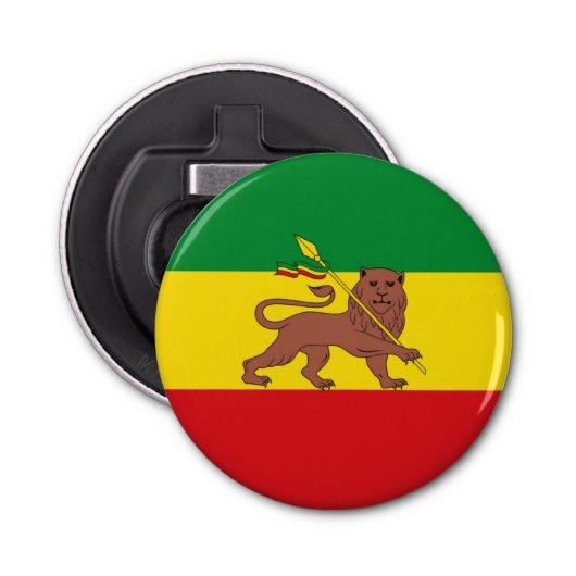 Oude Ethiopische vlag Button Flesopener (Voorkant)