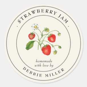 Oude etiketten voor jam potten van aardbeien inbli