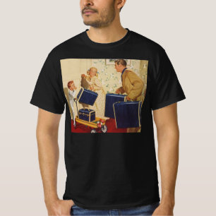 Oude familievakantie, vader, kinderen en koffers t-shirt