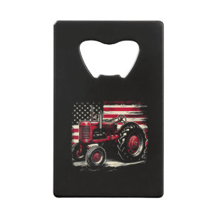 Oude Farmall Cub Tractor Amerikaanse Vlag Patriott Kredietkaart Flessenopener