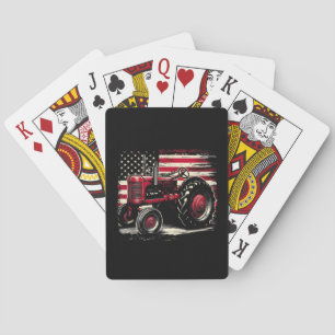 Oude Farmall Cub Tractor Amerikaanse Vlag Patriott Pokerkaarten