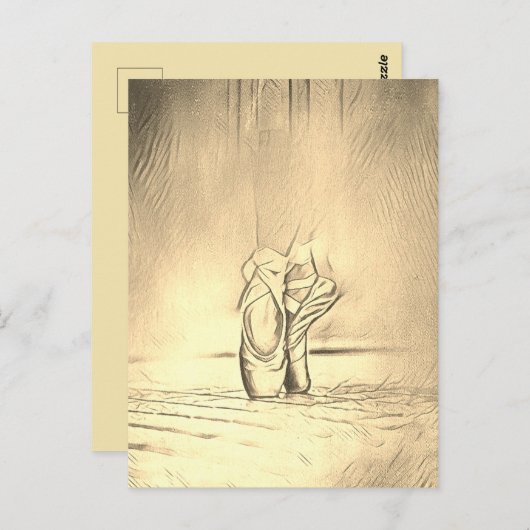 Oude Fashioned Ballerina Ballet schetst stijl Briefkaart (Voorkant / Achterkant)
