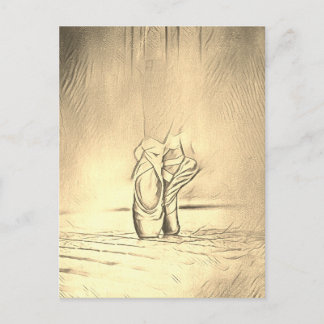 Oude Fashioned Ballerina Ballet schetst stijl Briefkaart