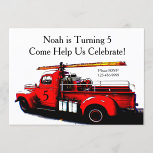 Oude Fashioned Firetruck Birthday Kaart