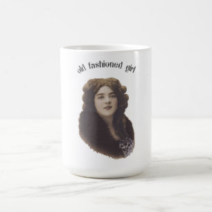 Oude Fashioned Girl Beauful Woman Foto Koffiemok