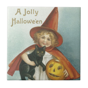 Oude Fashioned Halloween Jolly Little Witch Tegeltje