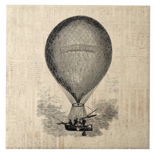 Oude Fashioned Hot Air ballon Tegeltje (Voorkant)
