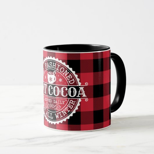 Oude Fashioned Hot Cocaca Red Buffalo Check Mok (Voorkant rechts)