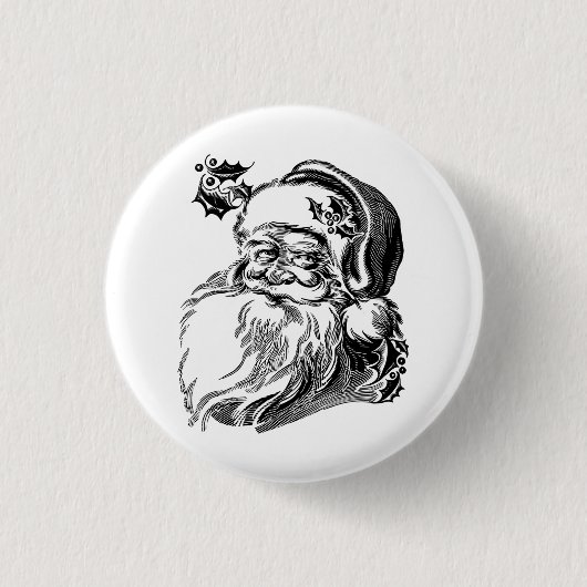 Oude Fashioned  kerstman Ronde Button 3,2 Cm (Voorkant)
