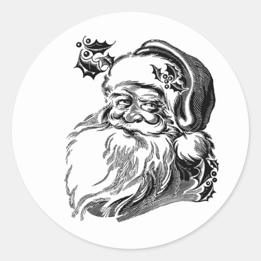 Oude Fashioned  kerstman Ronde Sticker (Voorkant)