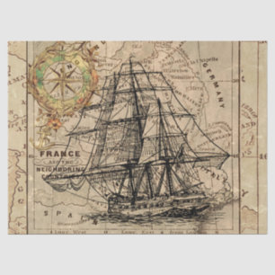 Oude Fashioned Map en Epic Sailboat Tissuepapier