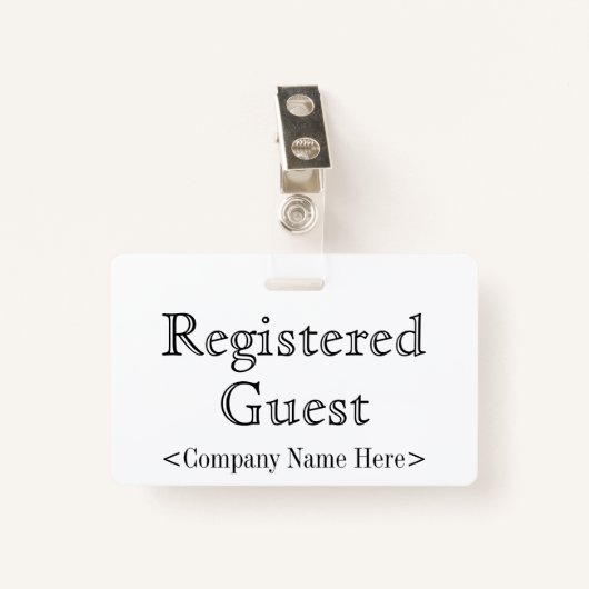 Oude Fashioned "Registered Guest"-badge Badge (Voorkant met clip)