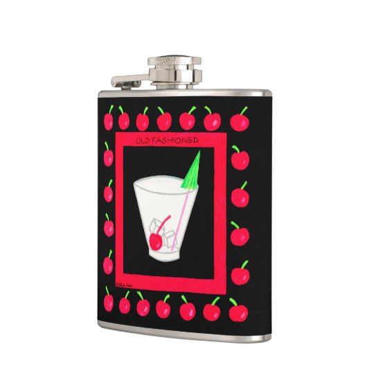 Oude Fashioned Retro Drink Cherry Name Persoonlijk Heupfles (Links)