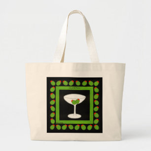 Oude Fashioned Retro Drink Red Cherries op Black Grote Tote Bag