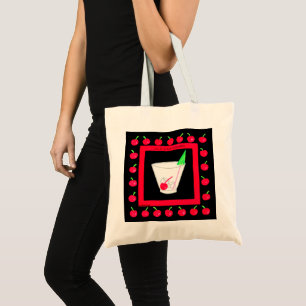 Oude Fashioned Retro Drink Red Cherries op Black Tote Bag