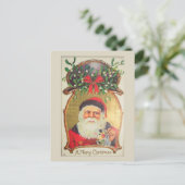 Oude Fashioned Retro kerstkerstkerstkerstman Amela Feestdagenkaart (Staand voorkant)