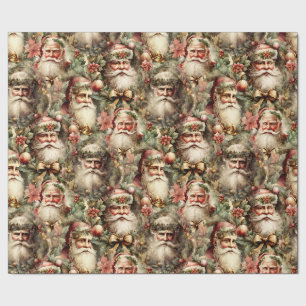 Oude Fashioned Santa's met Wreaten Cadeaupapier