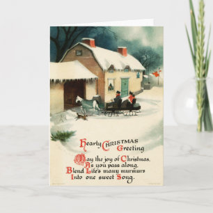 Oude Fashioned  Victoriaans kerst 12 Feestdagen Kaart