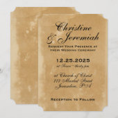 Oude Faux perkament textuur Eenvoudige bruiloft Kaart (Voorkant / Achterkant)