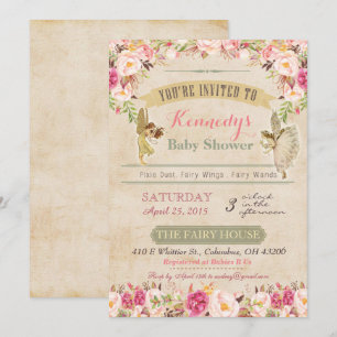 Oude feeën babyshower uitnodiging