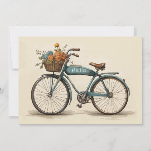 Oude Fiets Bloemen Mand  Geschenk voor Iedere Gele Feestdagenkaart