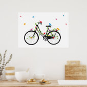Oude fiets met bloemen en vogels poster (Keuken)