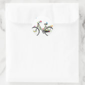 Oude fiets met bloemen en vogels ronde sticker (Tas)