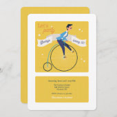 Oude fiets met hoog wiel uitnodiging (Voorkant / Achterkant)