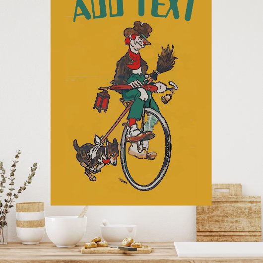 Oude fiets, voeg tekst Poster toe (Keuken)
