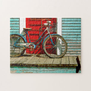 Oude Fietsfoto puzzel met geschenkdoos