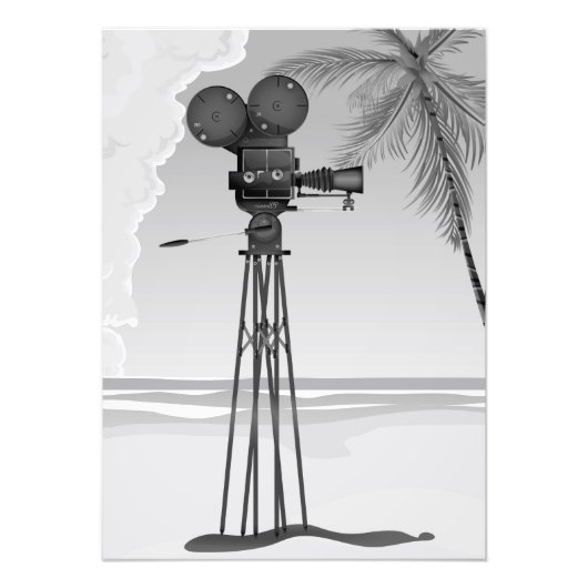 Oude filmcamera uit de filmwereld. foto afdruk (Voorkant)