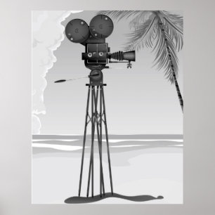 Oude filmcamera uit de filmwereld. poster
