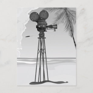 Oude filmcamera uit de tijd van de oude film. briefkaart