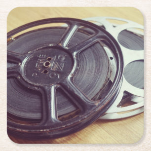 Oude filmrol film vierkante kartonnen onderzetter