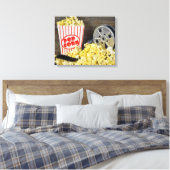 Oude Filmspoel en Popcorn Canvas Afdruk (Insitu (Slaapkamer))