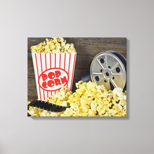 Oude Filmspoel en Popcorn Canvas Afdruk (Voorkant)