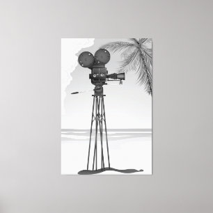 Oude filmtijd  filmcamera. canvas afdruk