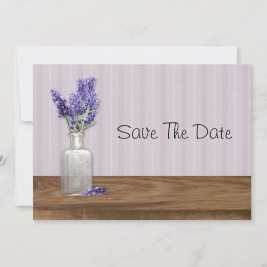 Oude flacon met lavendel Sla de datum op Save The Date (Voorkant)