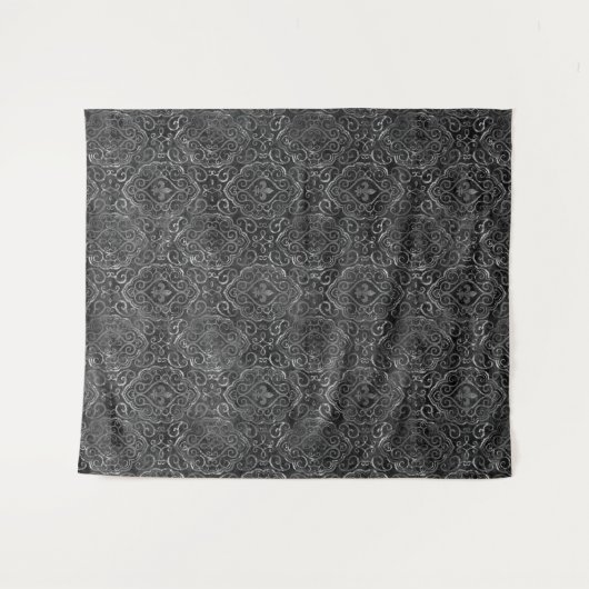 Oude Fleur de Lis | Grunge damast achtergrond Wandkleed (Voorkant (horizontaal))