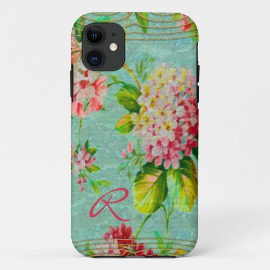Oude Floral Delight Monogram Case-Mate iPhone Case (Achterkant)
